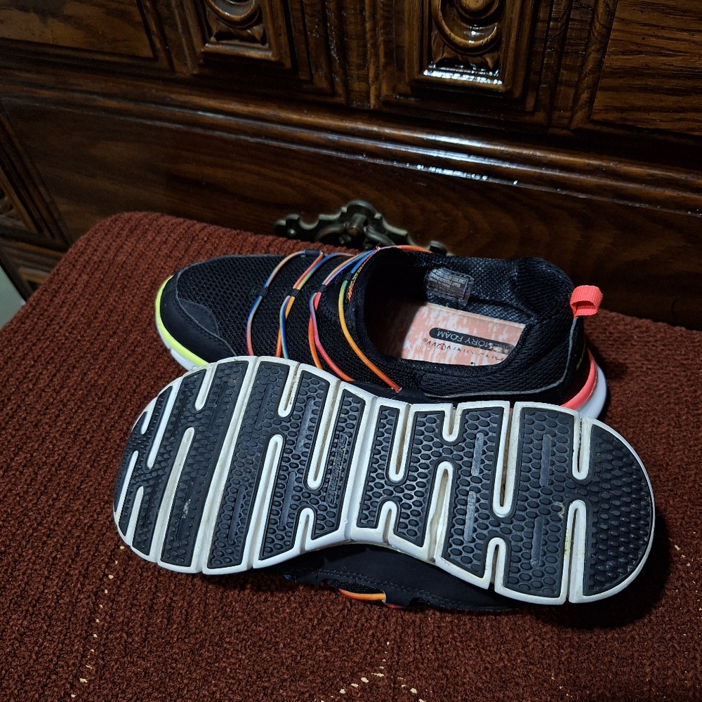 Skechers Womens Sport Dual Lite Black Running Shoes Sneakers Size 7.5 - Picture 2 of 7